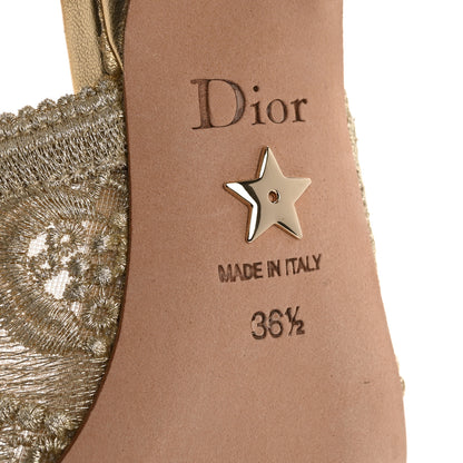 Christian Dior Macrame Lurex Embroidered J'adior Slingback 65mm Pumps 36.5 Pale Gold 8 of 13