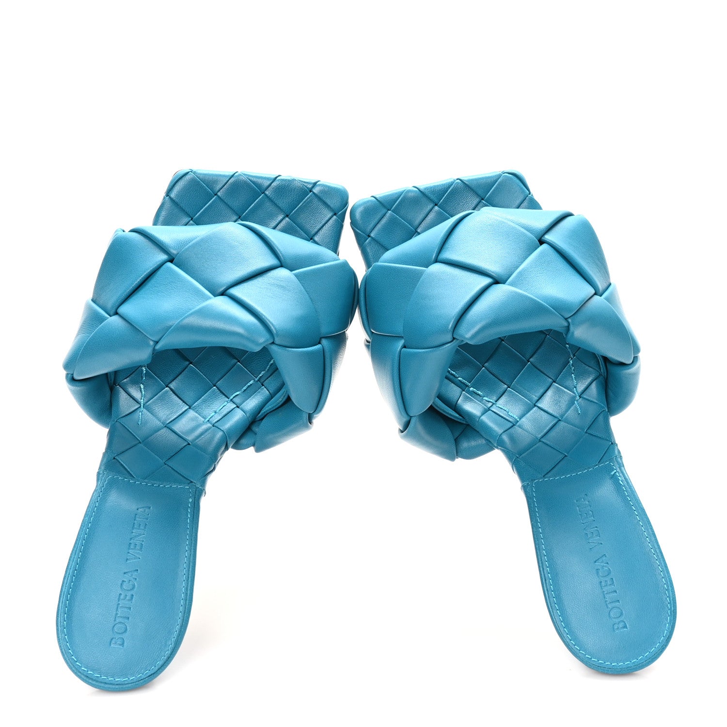 Bottega Veneta Nappa Maxi Intrecciato Lido 90mm Mule Sandals 35 Vintage Blue 2 of 9