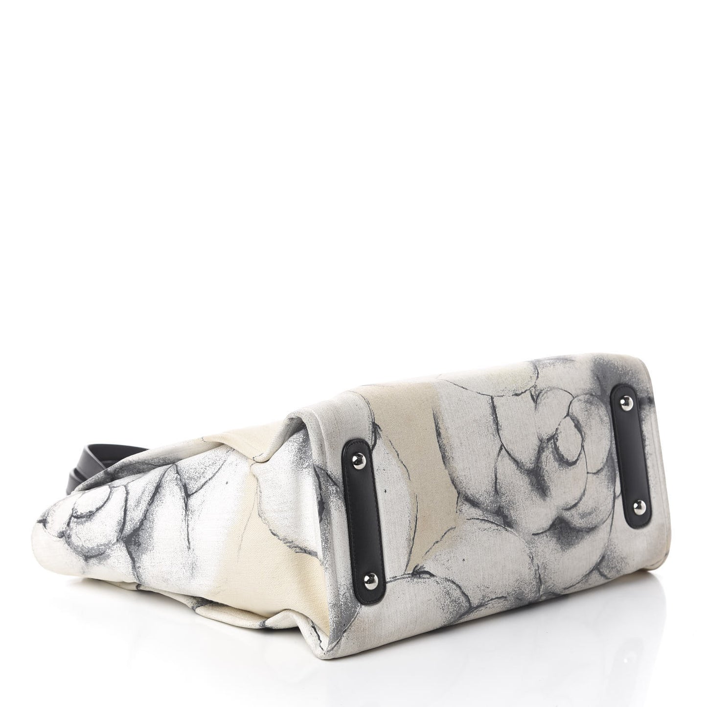 Canvas Medium Camellia Shopping Tote Beige Black