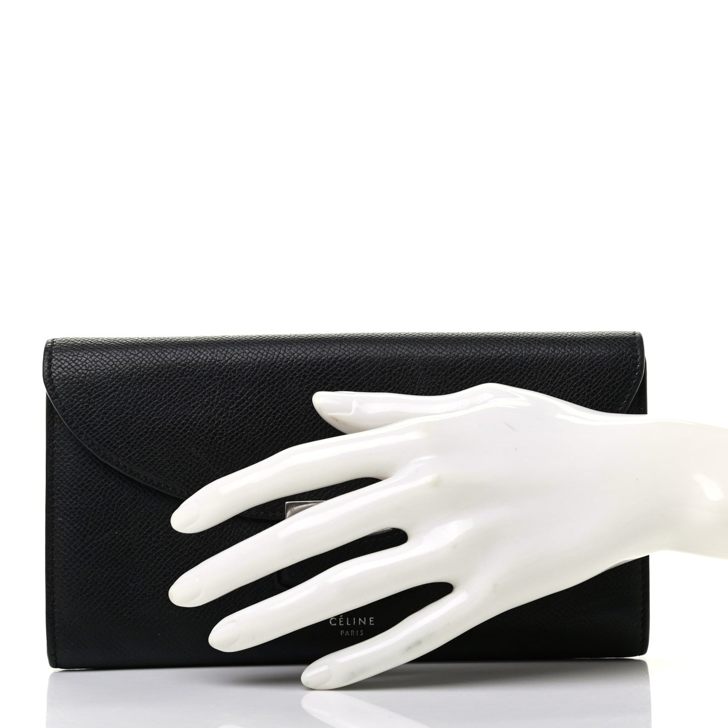 Grained Calfskin Large Trotteur Multifunction Flap Wallet Black