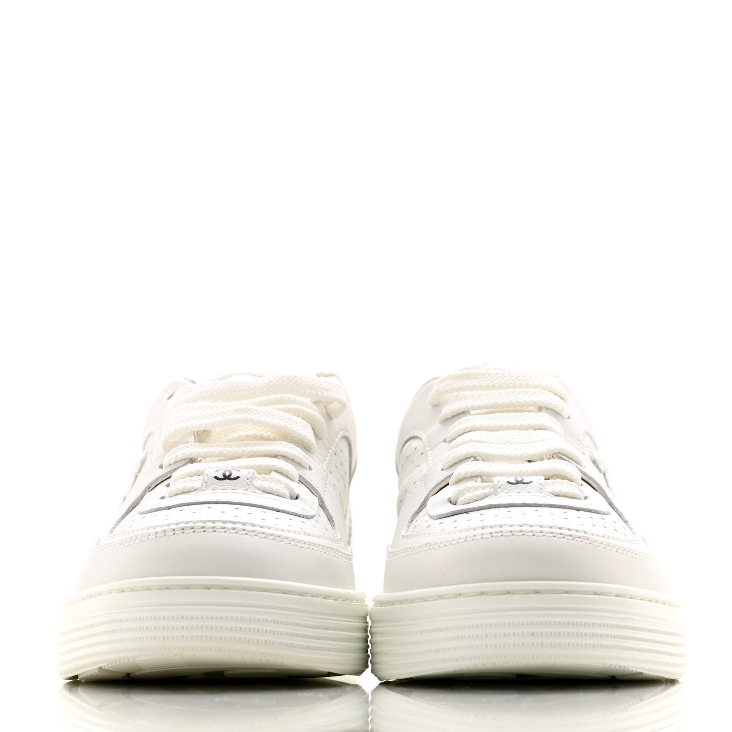 Calfskin Womens CC Sneakers 36 White