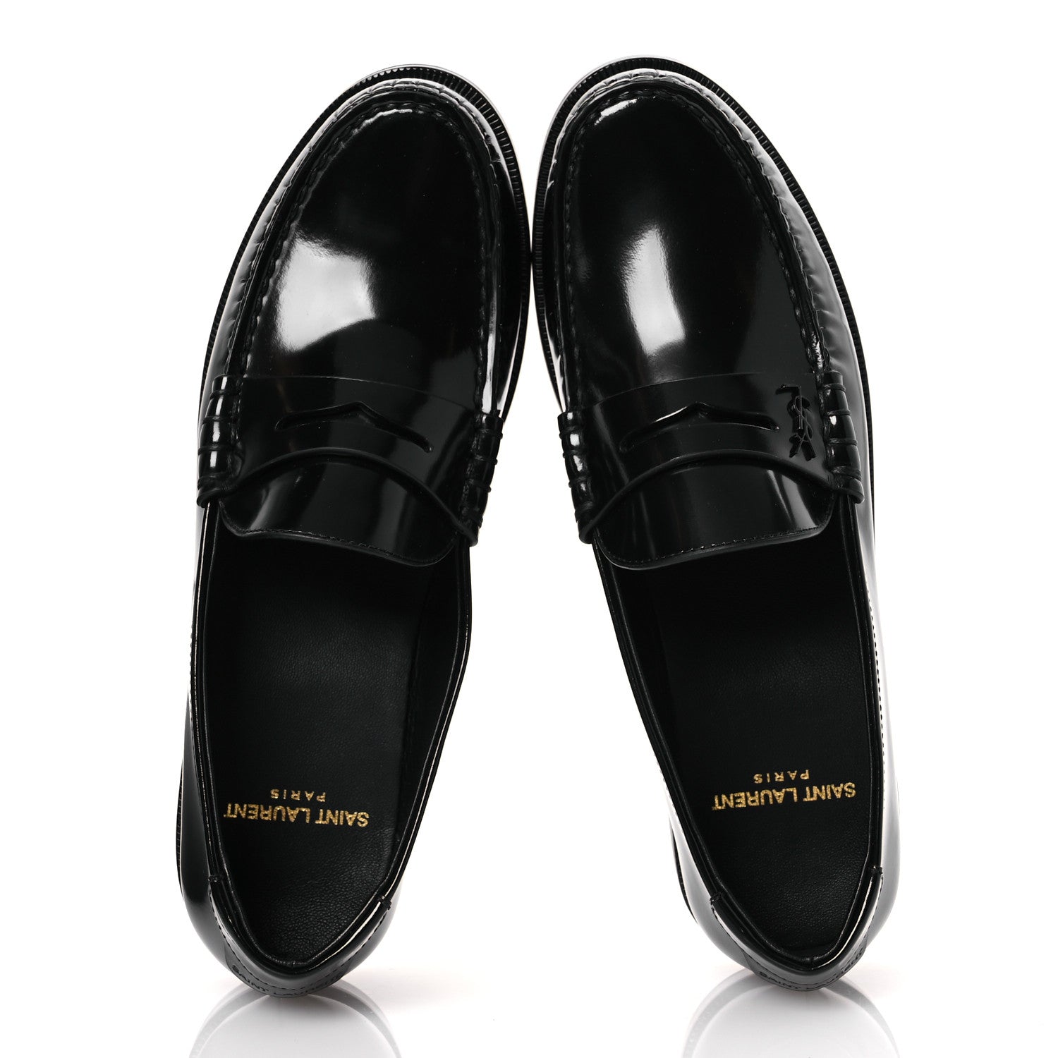 Saint Laurent Patent Calfskin Penny Loafers 36.5 Black 2 of 11