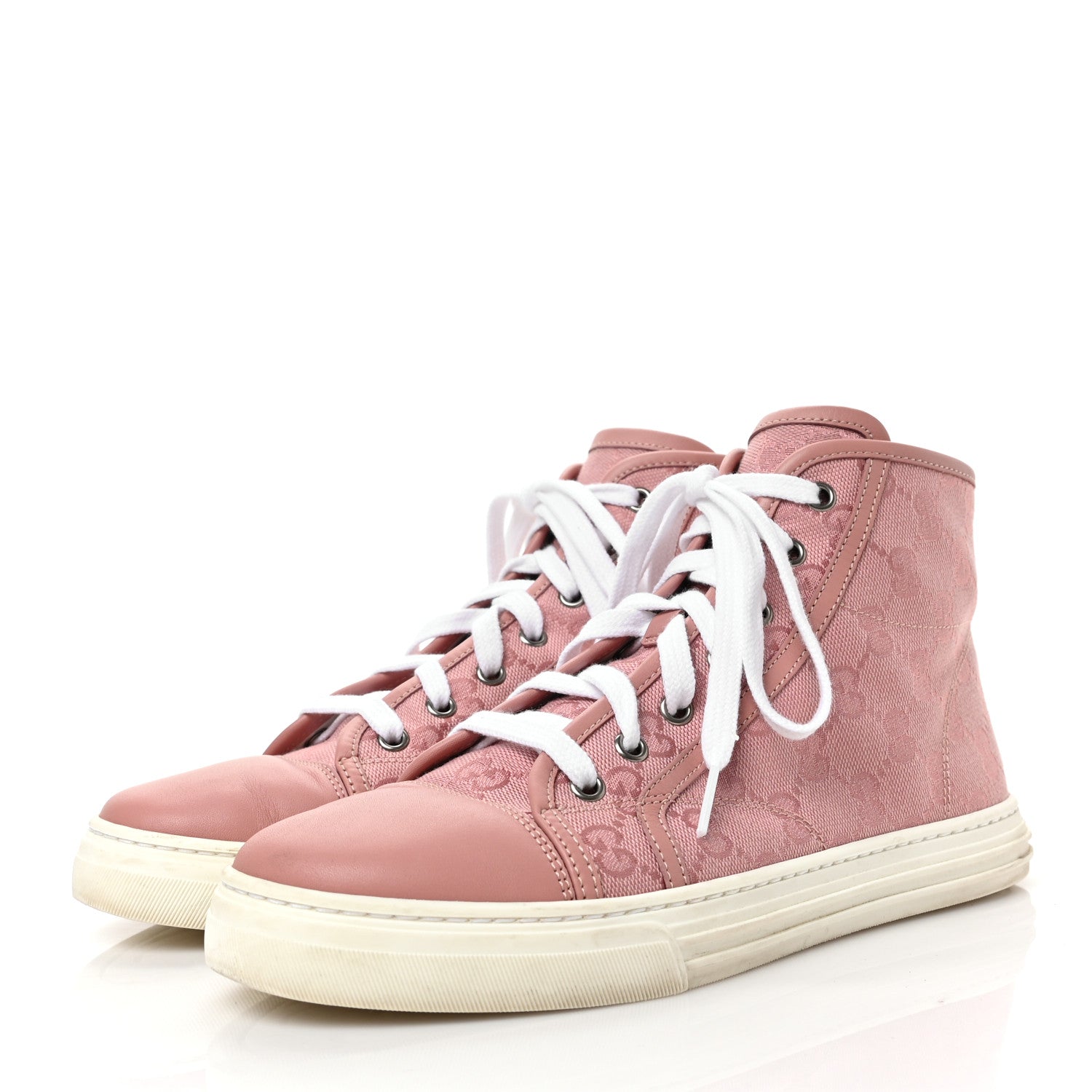 Gucci Monogram Womens High Top Sneakers 38 Pink Soft Pink 3 of 7