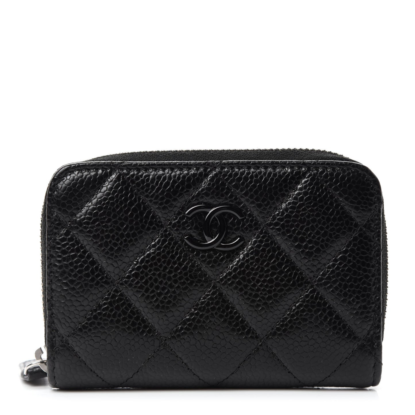 Caviar Quilted Incognito Zip Coin Purse Black