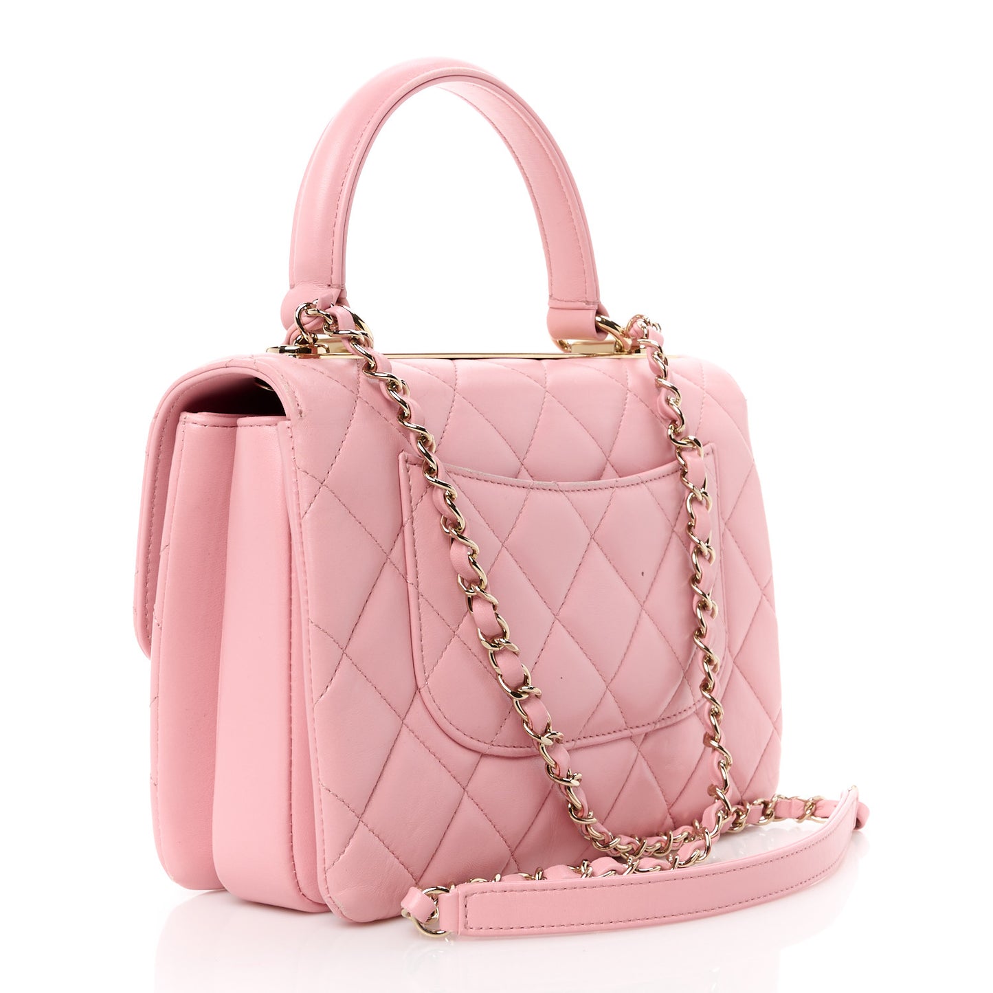 Lambskin Quilted Small Trendy CC Flap Dual Handle Bag Pink