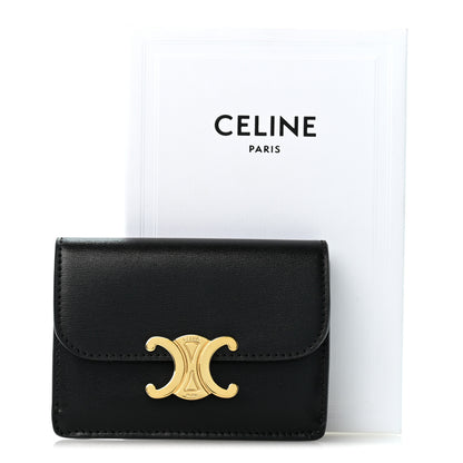 Celine Shiny Calfskin Triomphe Flap Card Holder Black 11 of 11