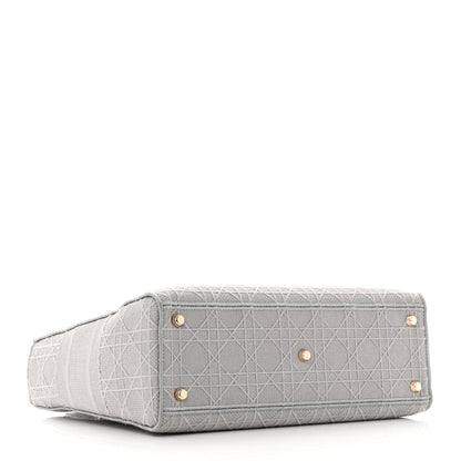 Christian Dior Canvas Embroidered Cannage Lady D-Lite Gray 4 of 16