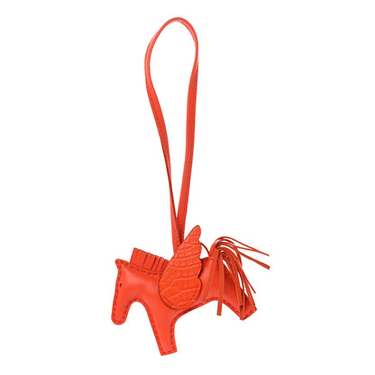Hermes Milo Lambskin Matte Alligator Touch Grigri Rodeo Pegase Horse Bag Charm PM Orange Poppy Capucine 1 of 4