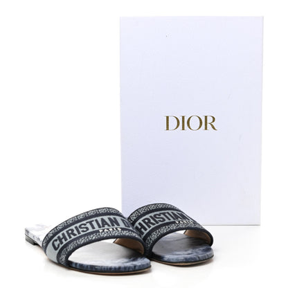 Christian Dior Canvas Tie and Dior Embroidered Dway Flat Slide Sandals 41 Denim 13 of 13