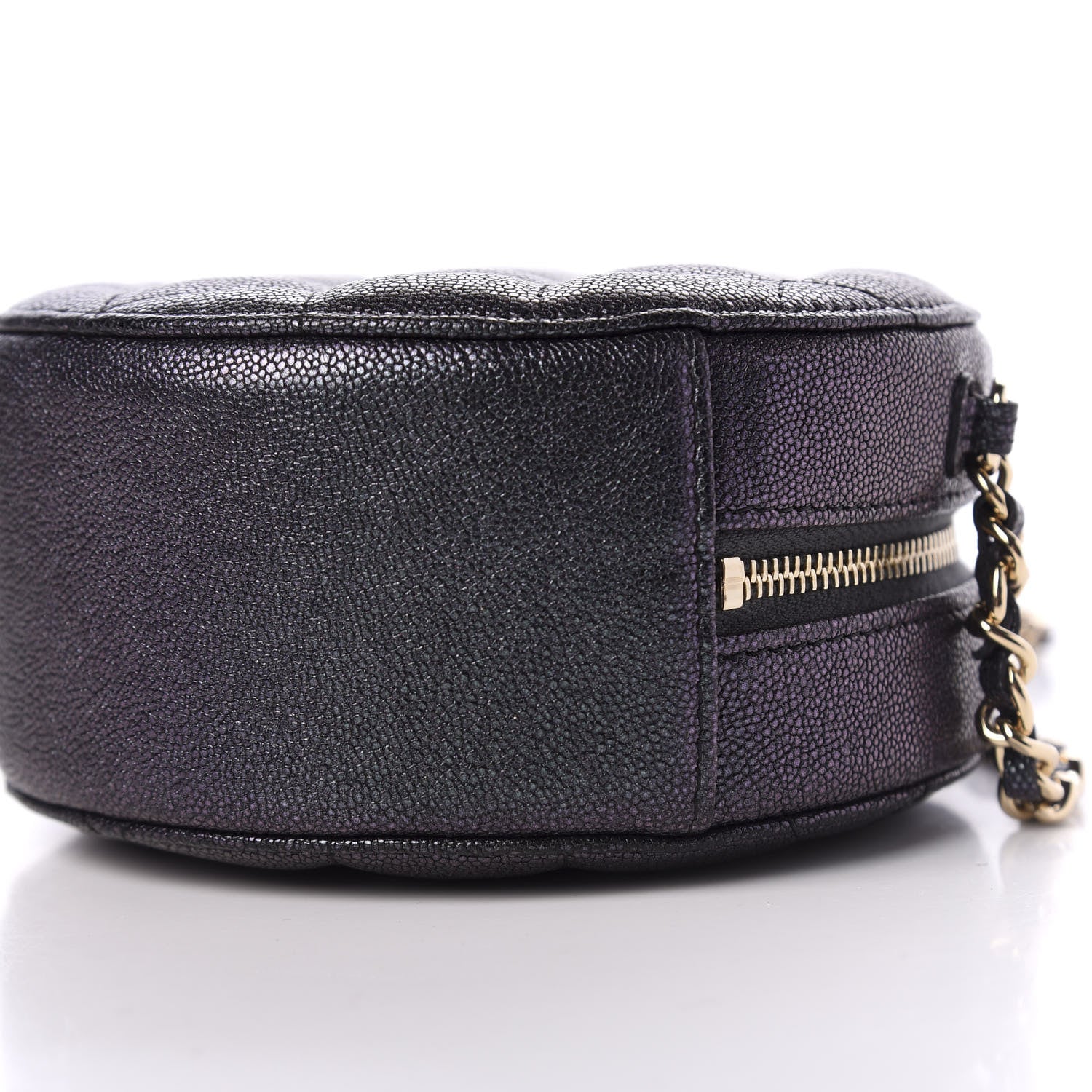 Chanel Iridescent Caviar Quilted Round Clutch With Chain Black 9 of 11