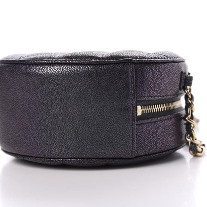 Chanel Iridescent Caviar Quilted Round Clutch With Chain Black 9 of 11