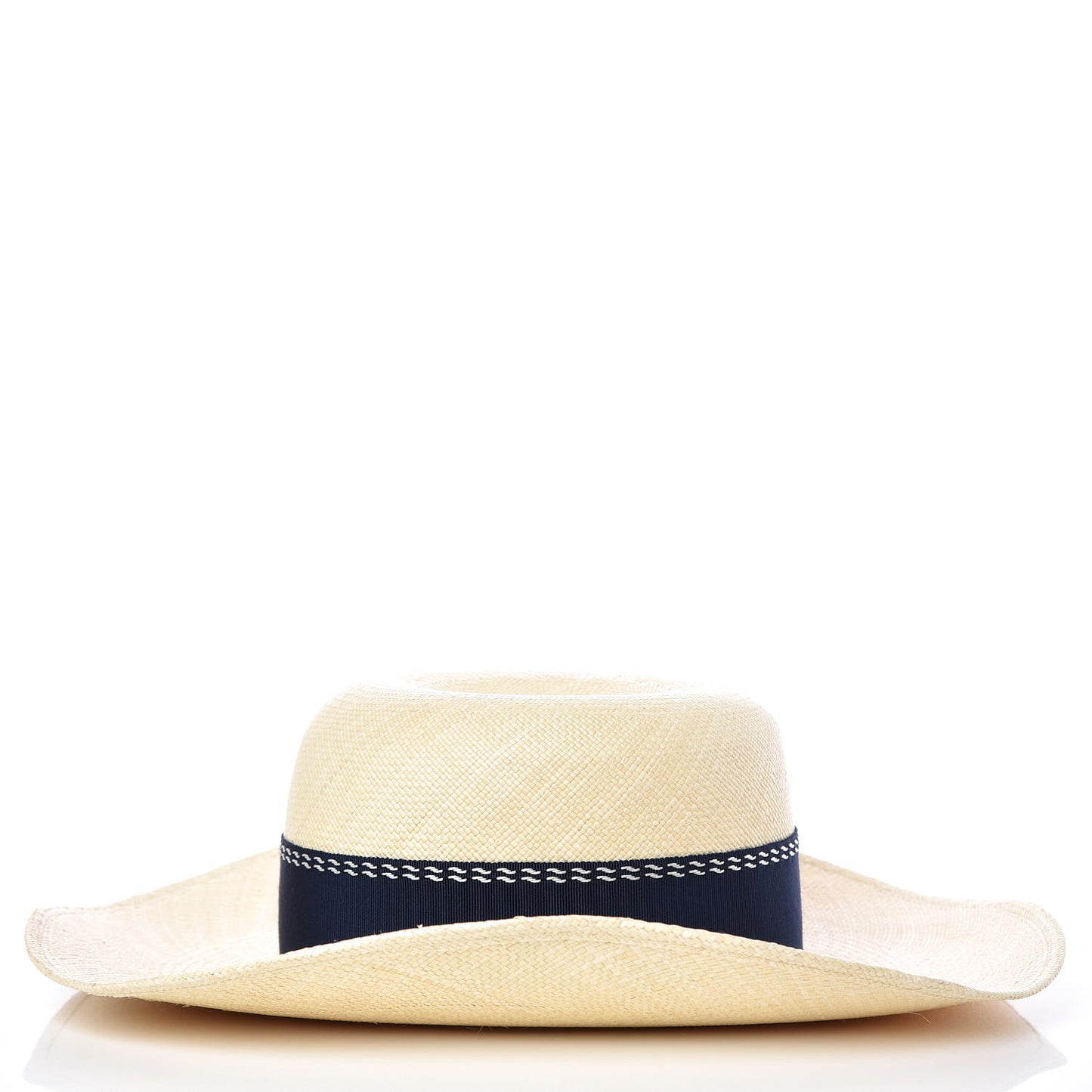 Straw Marin Grosgrain Stitched Trinidad Hat 57 Naturel Marine