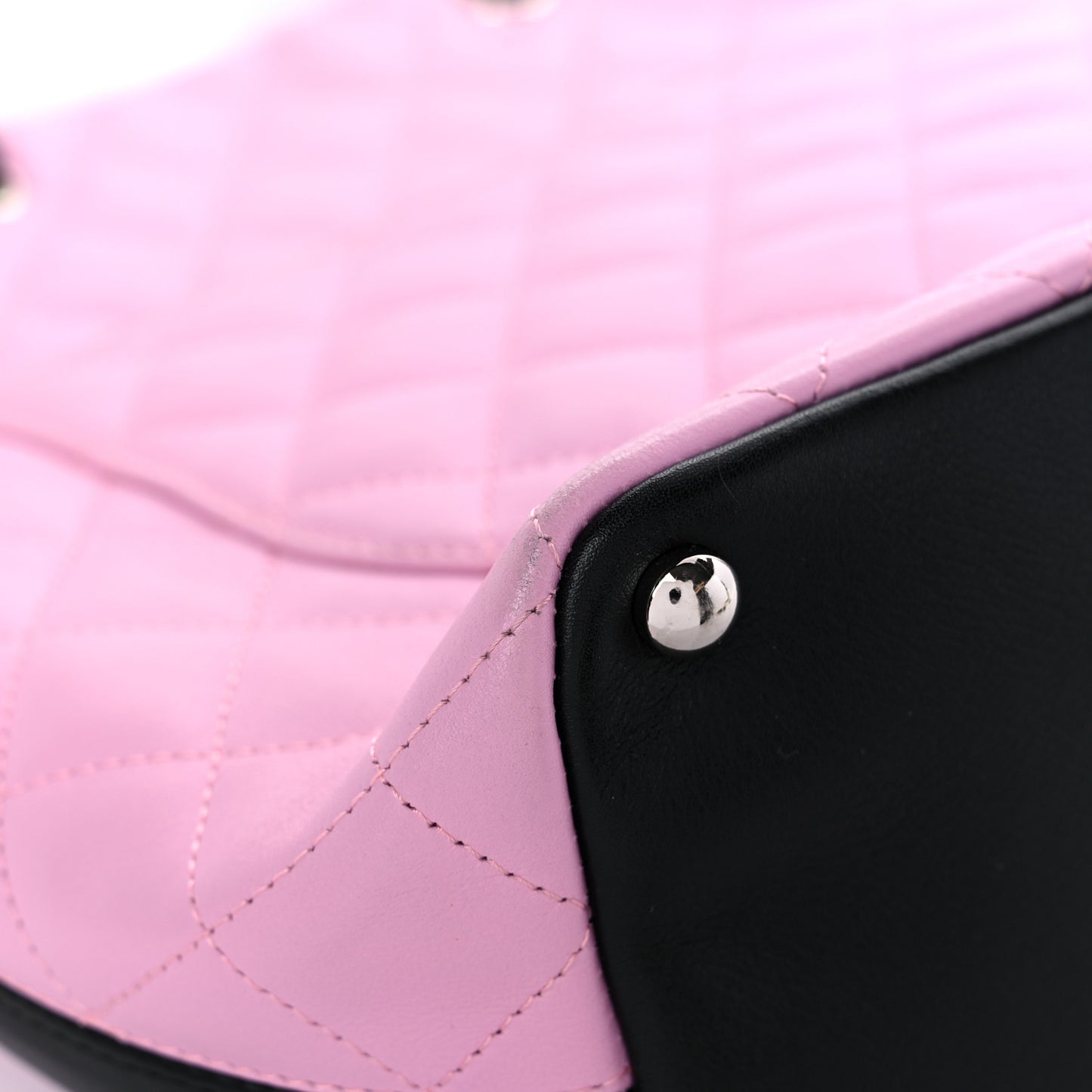 Calfskin Quilted Medium Cambon Tote Pink Black