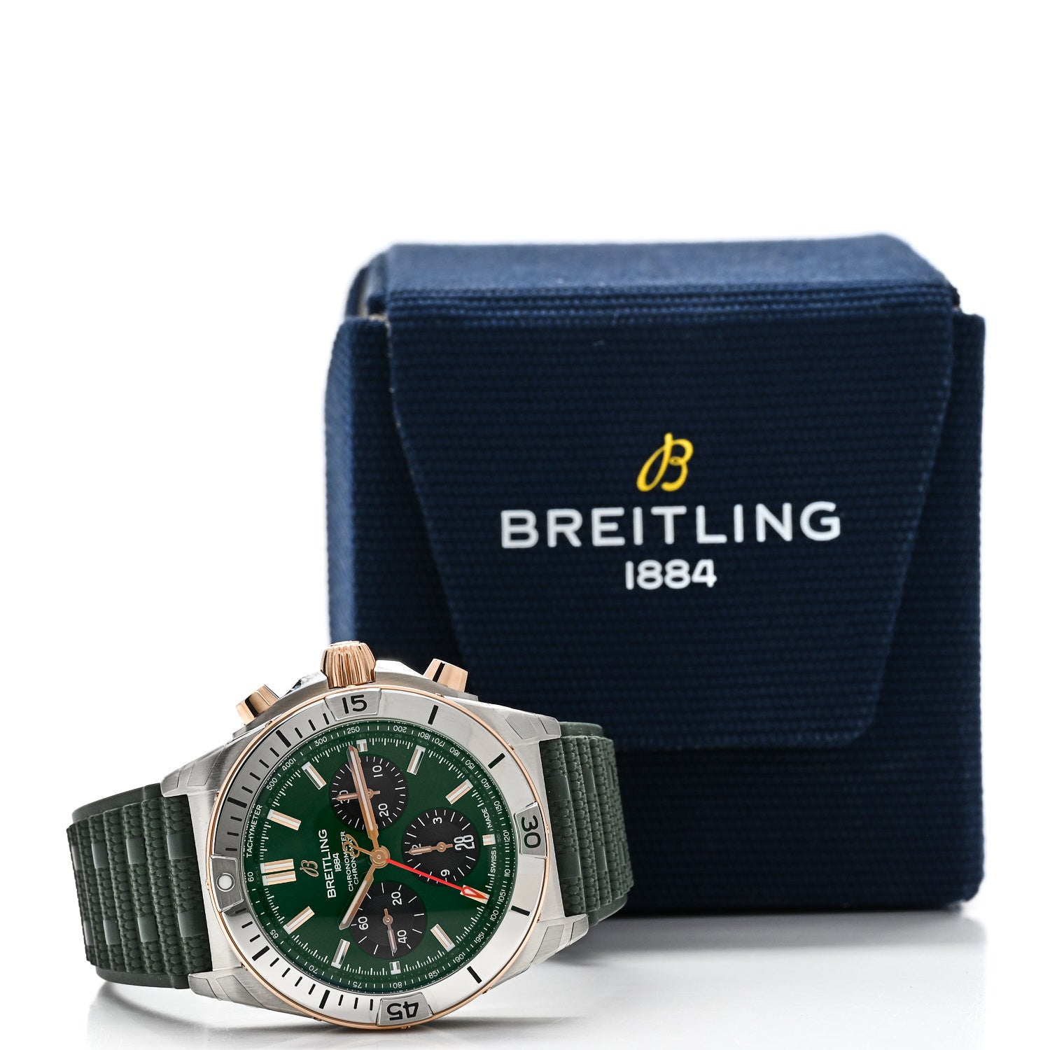 Breitling Stainless Steel 18K Rose Gold Rubber 42mm Chronomat B01 Automatic Watch Green UB0134131L1S1 5 of 5