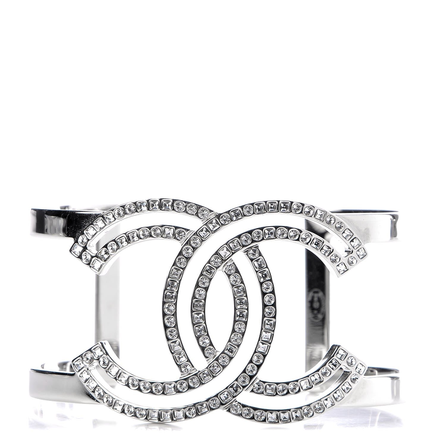 Chanel Crystal CC Cuff Silver 1 of 5