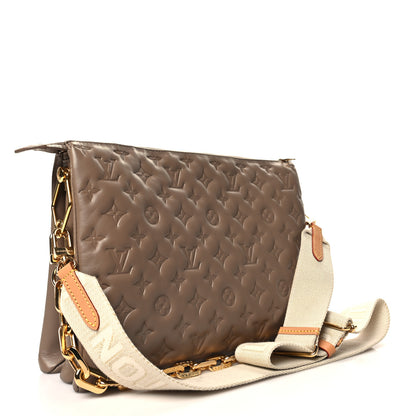 Louis Vuitton Lambskin Embossed Monogram Coussin MM Taupe 3 of 11