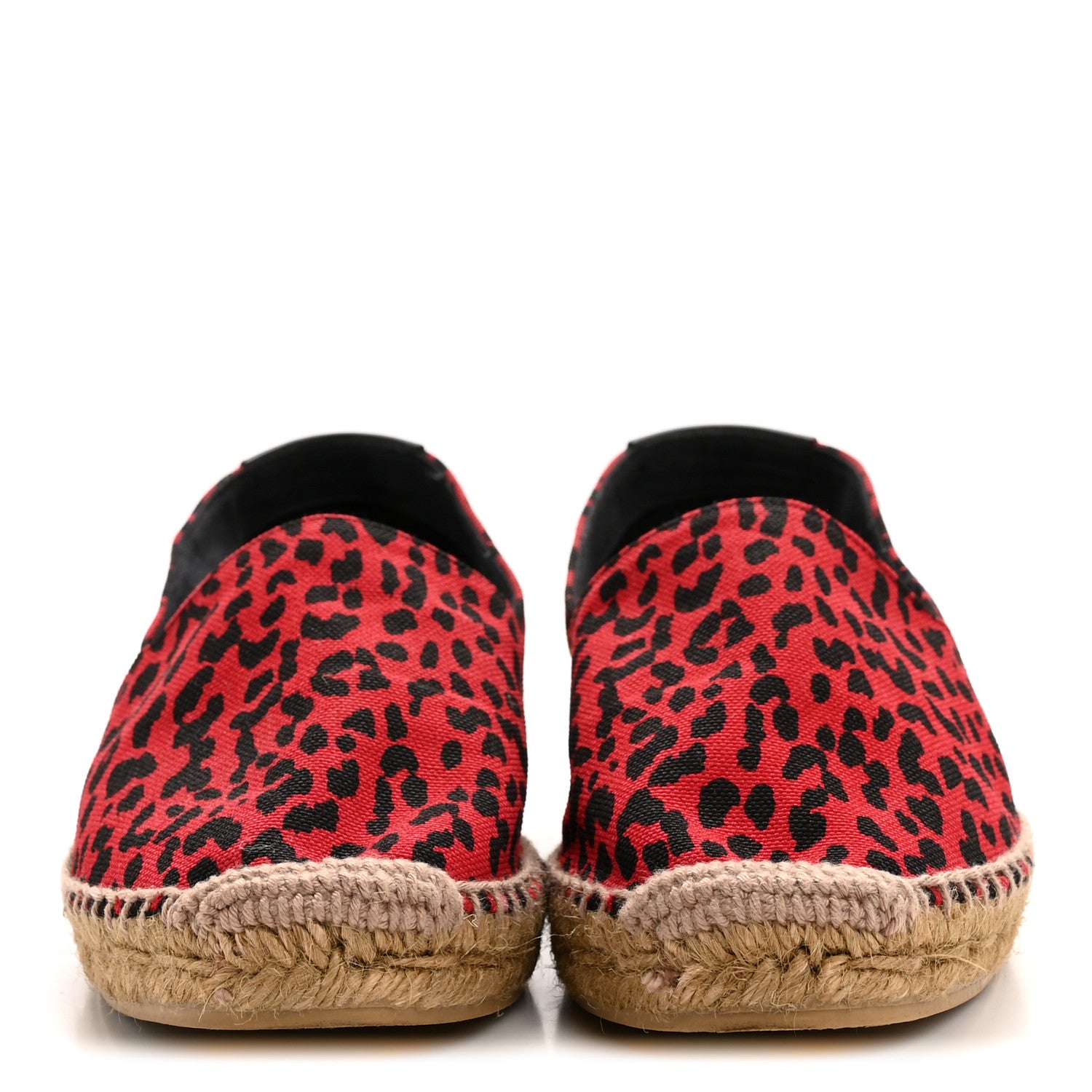 Saint Laurent Canvas Leopard Print Espadrilles 38 Red Black 3 of 10