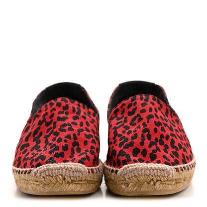 Saint Laurent Canvas Leopard Print Espadrilles 38 Red Black 3 of 10