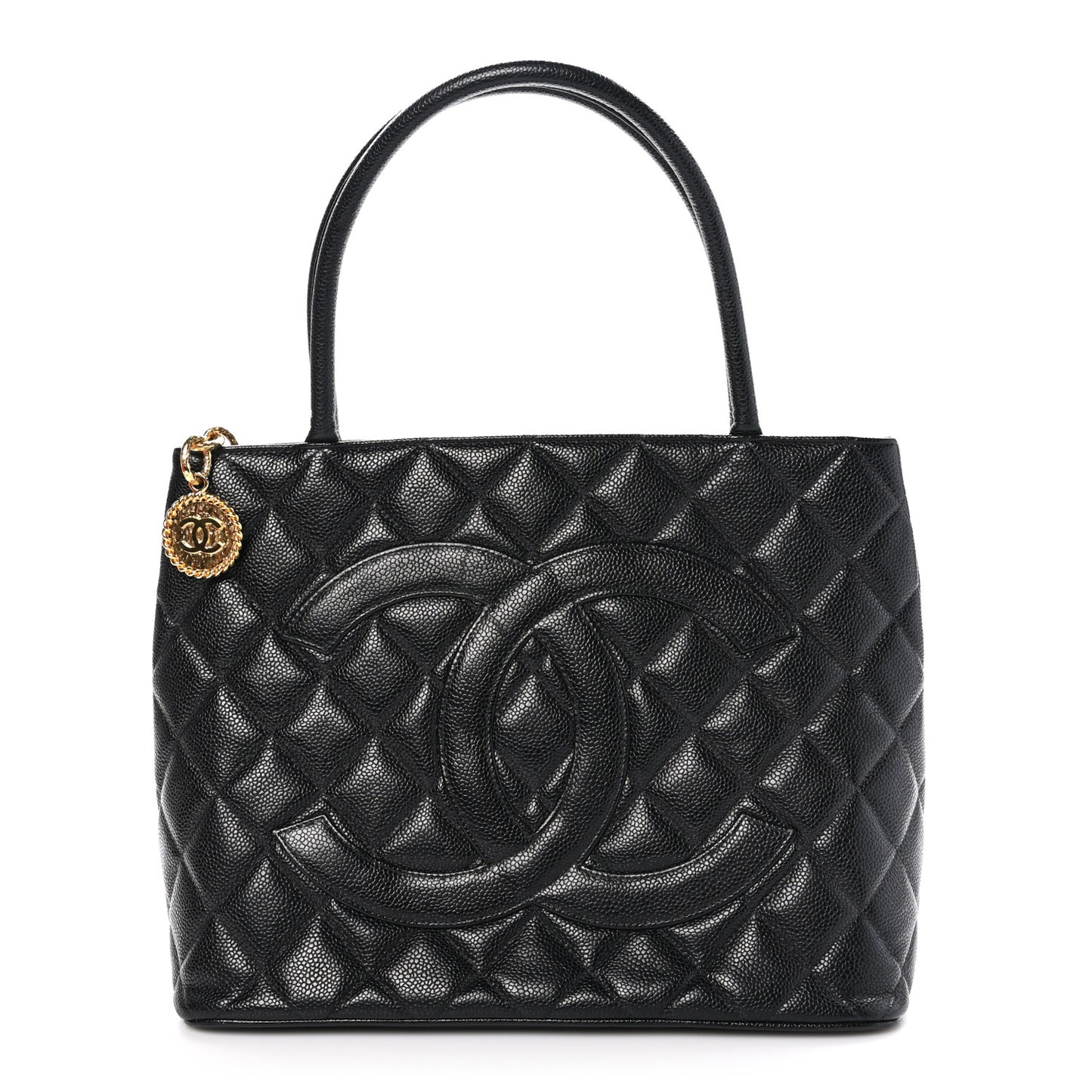 Caviar Quilted Medallion Tote Black