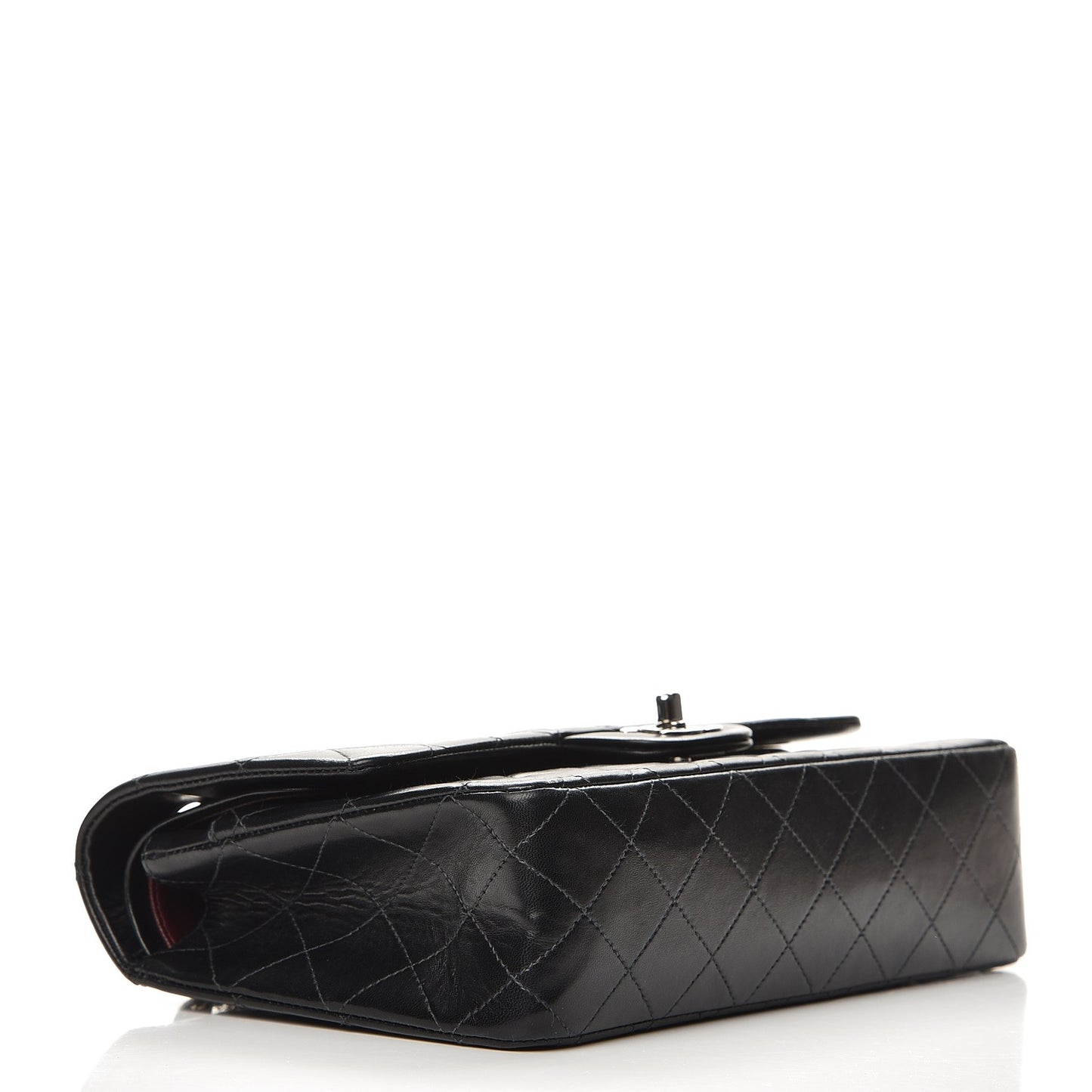 Lambskin Quilted Medium Double Flap Black