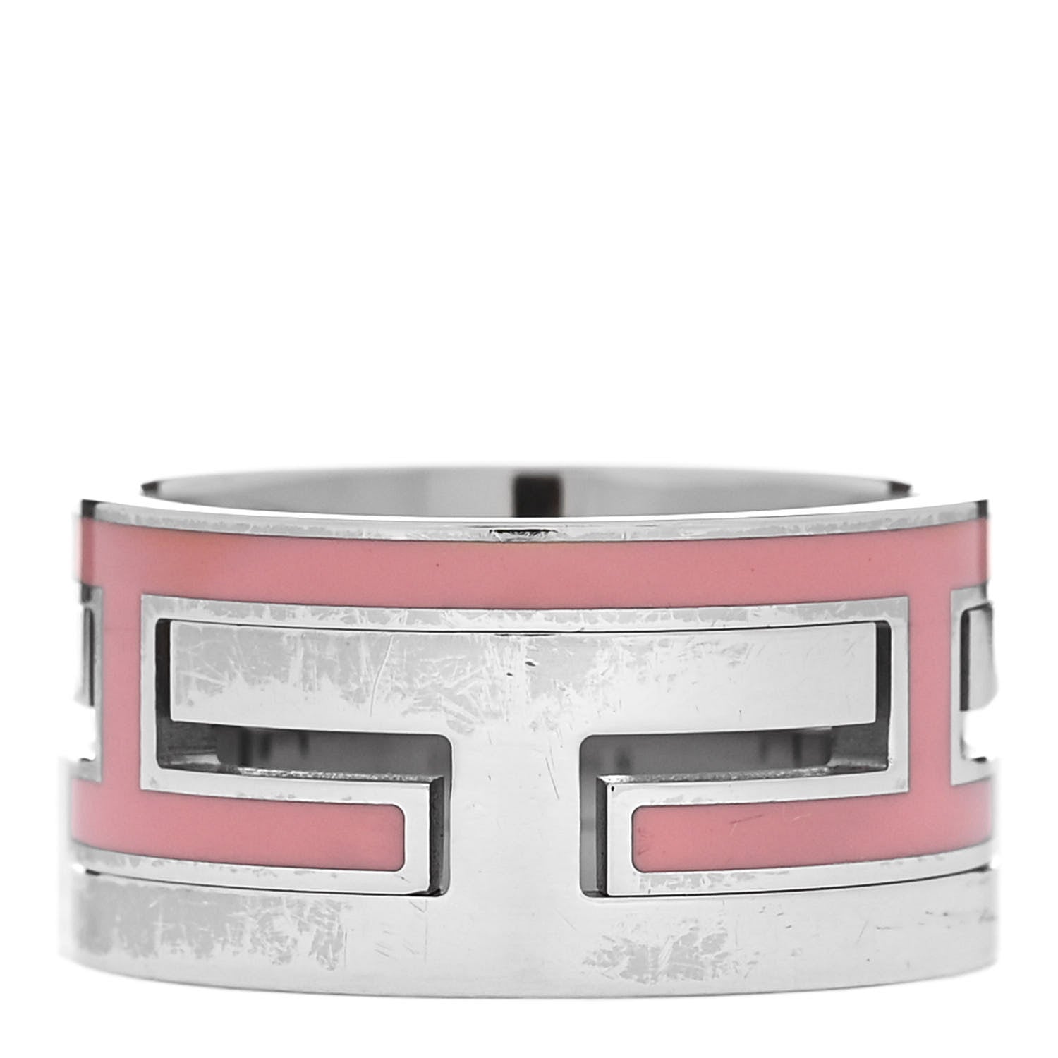 Hermes Sterling Silver Enamel Arcane Move H Ring 50 5.25 Rose 3 of 5