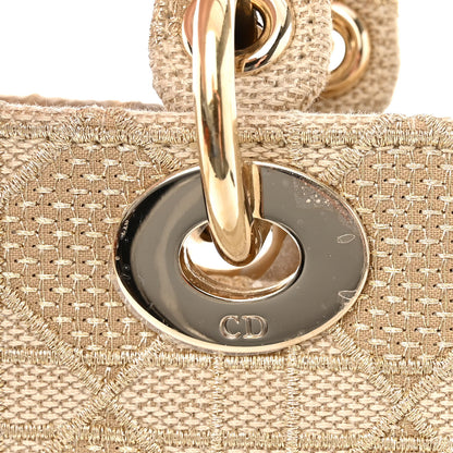 Christian Dior Canvas Embroidered Cannage Medium Lady D-Lite Beige 15 of 17