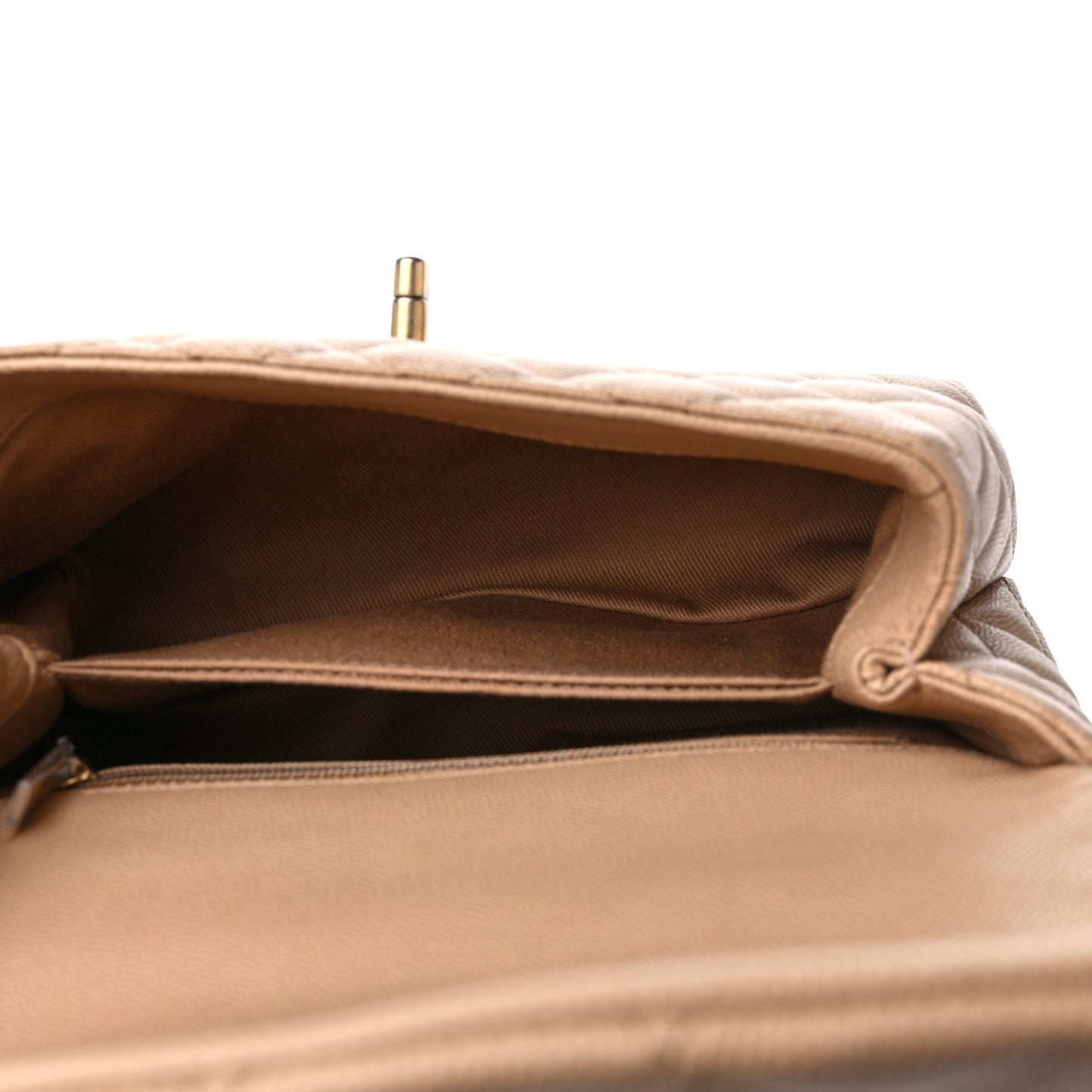 Caviar Quilted Mini Coco Handle Flap Beige