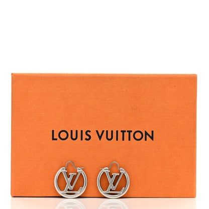 Louis Vuitton Palladium Small Louise Hoop Earrings Silver 5 of 5