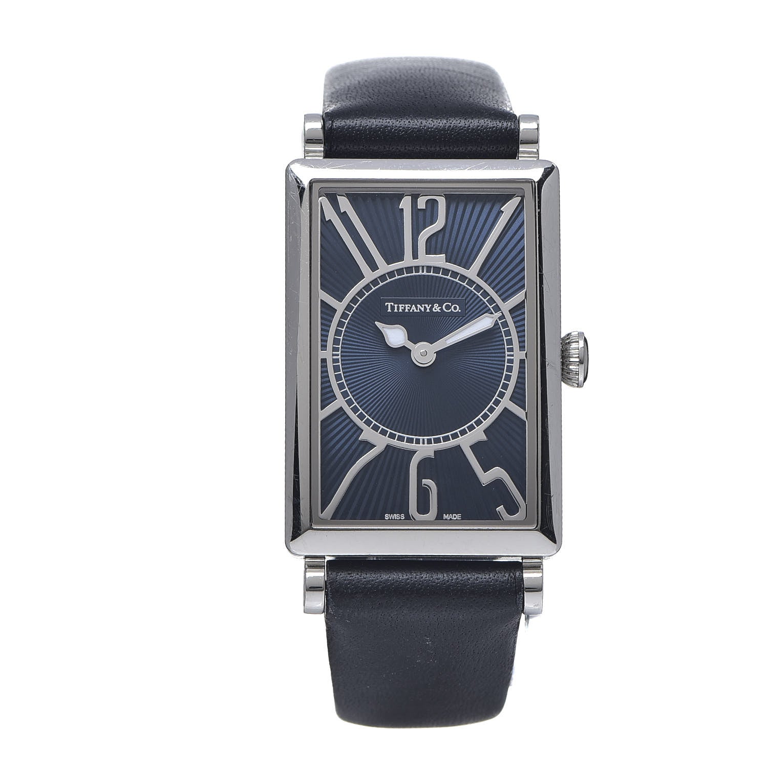 Tiffany Stainless Steel Calfskin 23mm Gallery Quartz Watch Navy 1 of 7