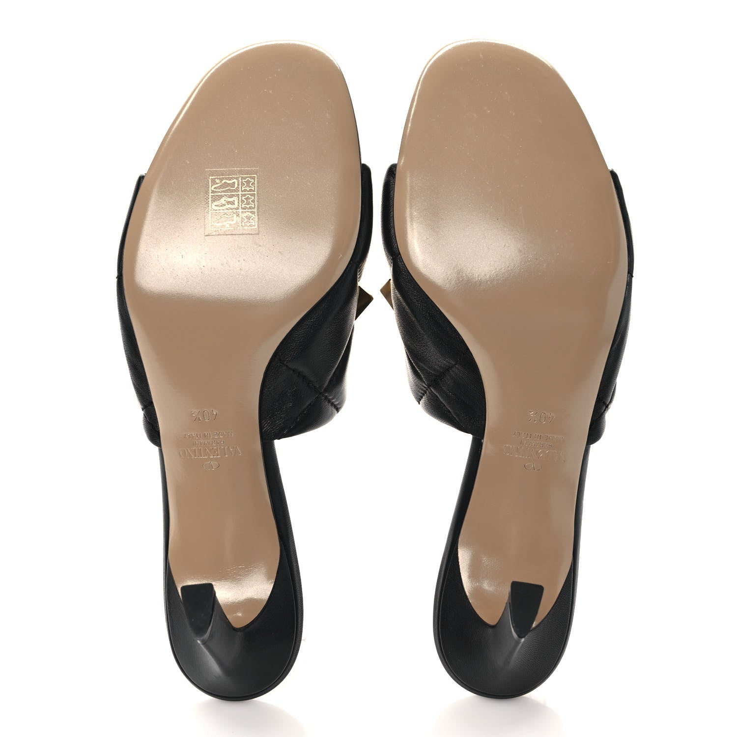 Valentino Garavani Nappa Quilted Roman Stud 65mm Slide Sandals 40.5 Black 5 of 9