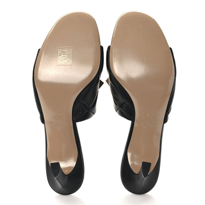 Valentino Garavani Nappa Quilted Roman Stud 65mm Slide Sandals 40.5 Black 5 of 9