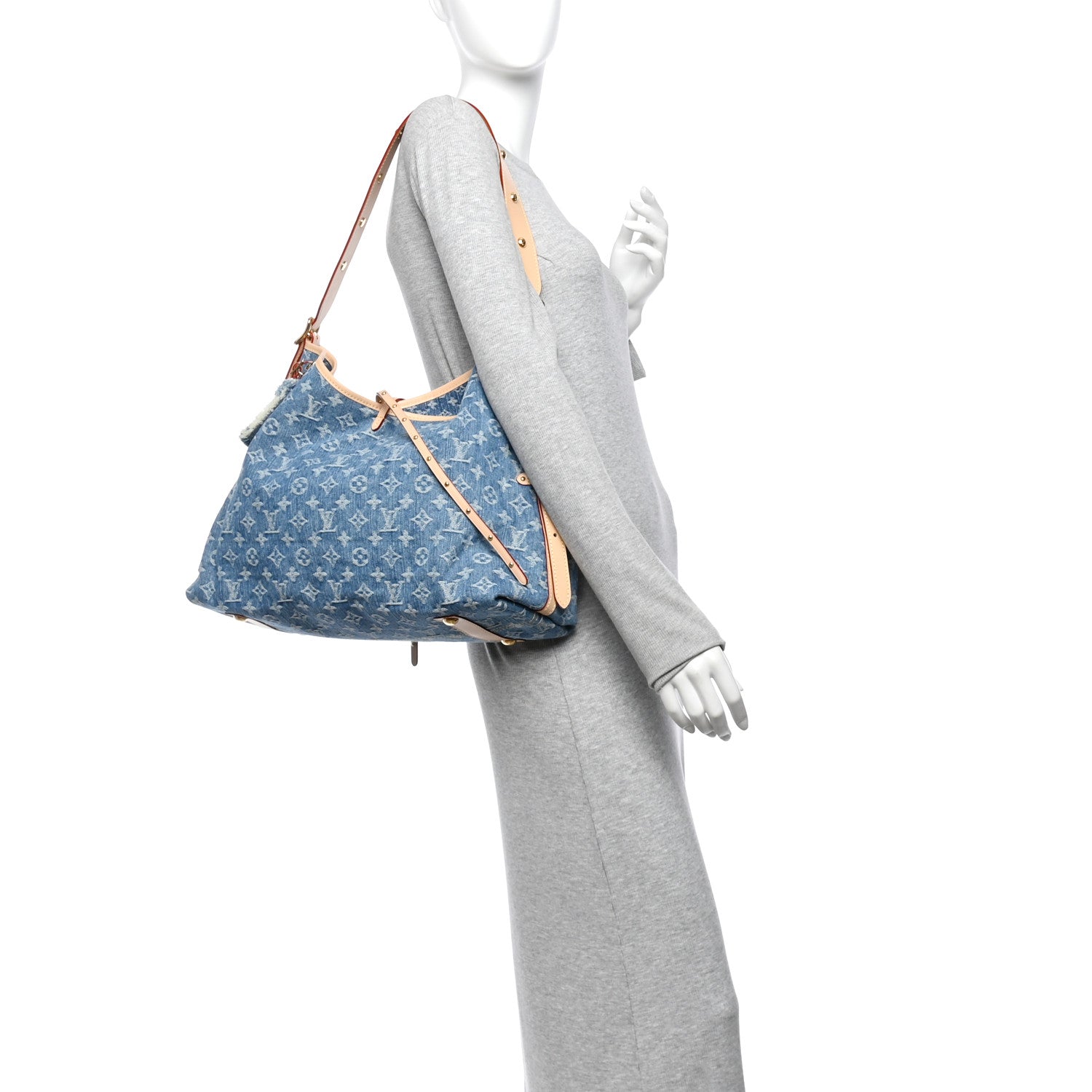Louis Vuitton Monogram Denim CarryAll MM Blue 2 of 11