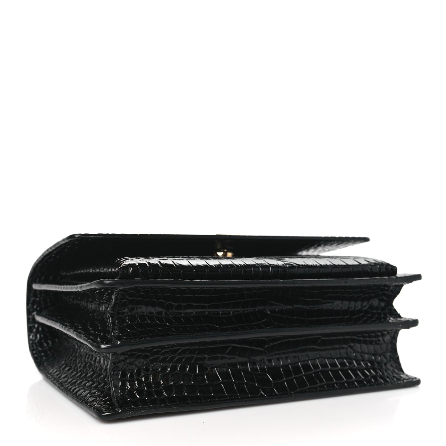 Calfskin Crocodile Embossed Medium Monogram Sunset Black