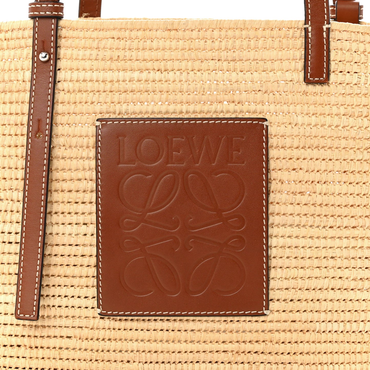 Raffia Small Square Basket Tote Bag Natural Tan