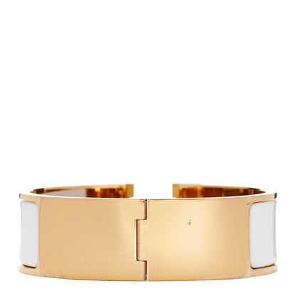 Hermes Enamel Wide Clic Clac H Bracelet GM White 3 of 5