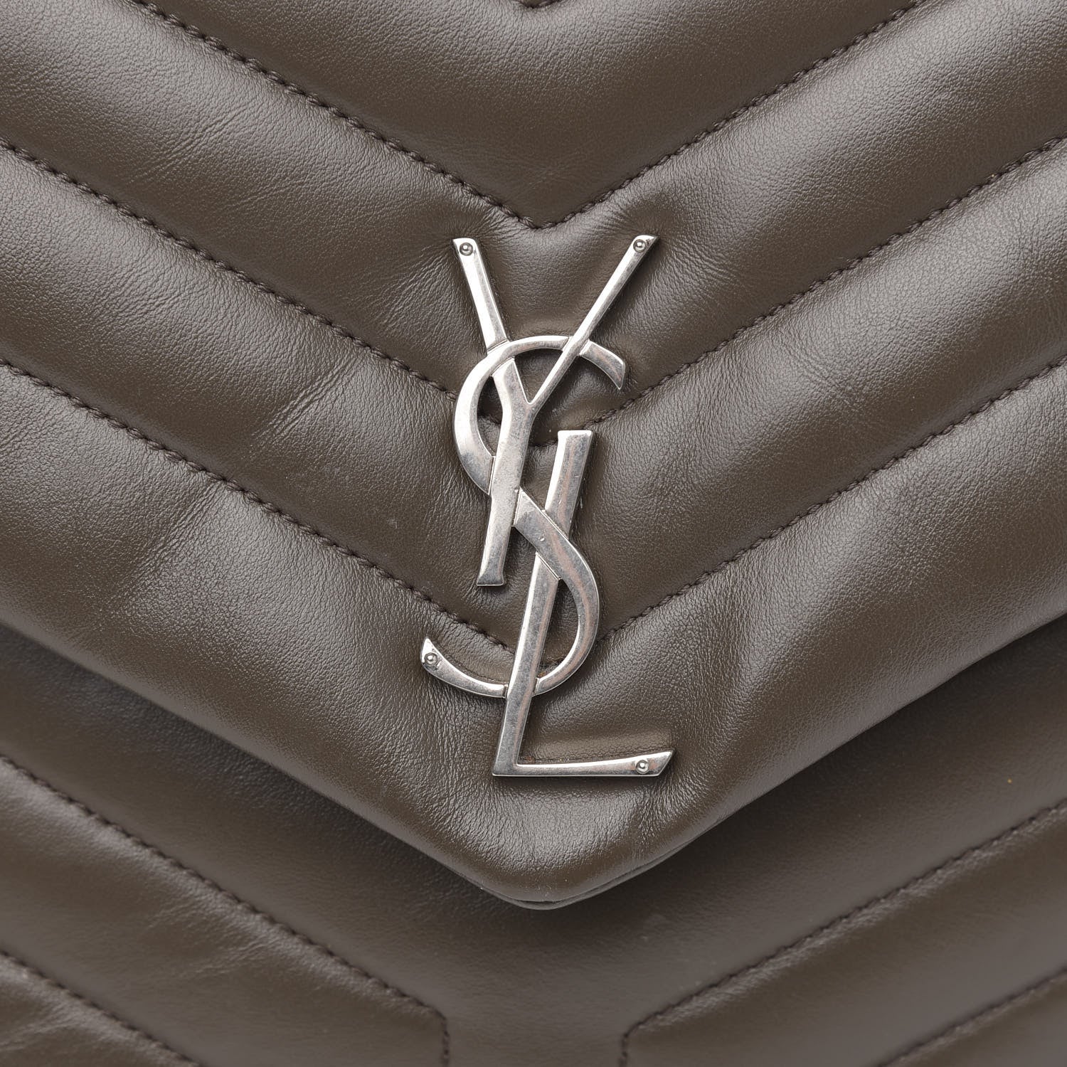 Saint Laurent Calfskin Y Quilted Monogram Large Loulou Chain Satchel Kaki Fonce 14 of 14