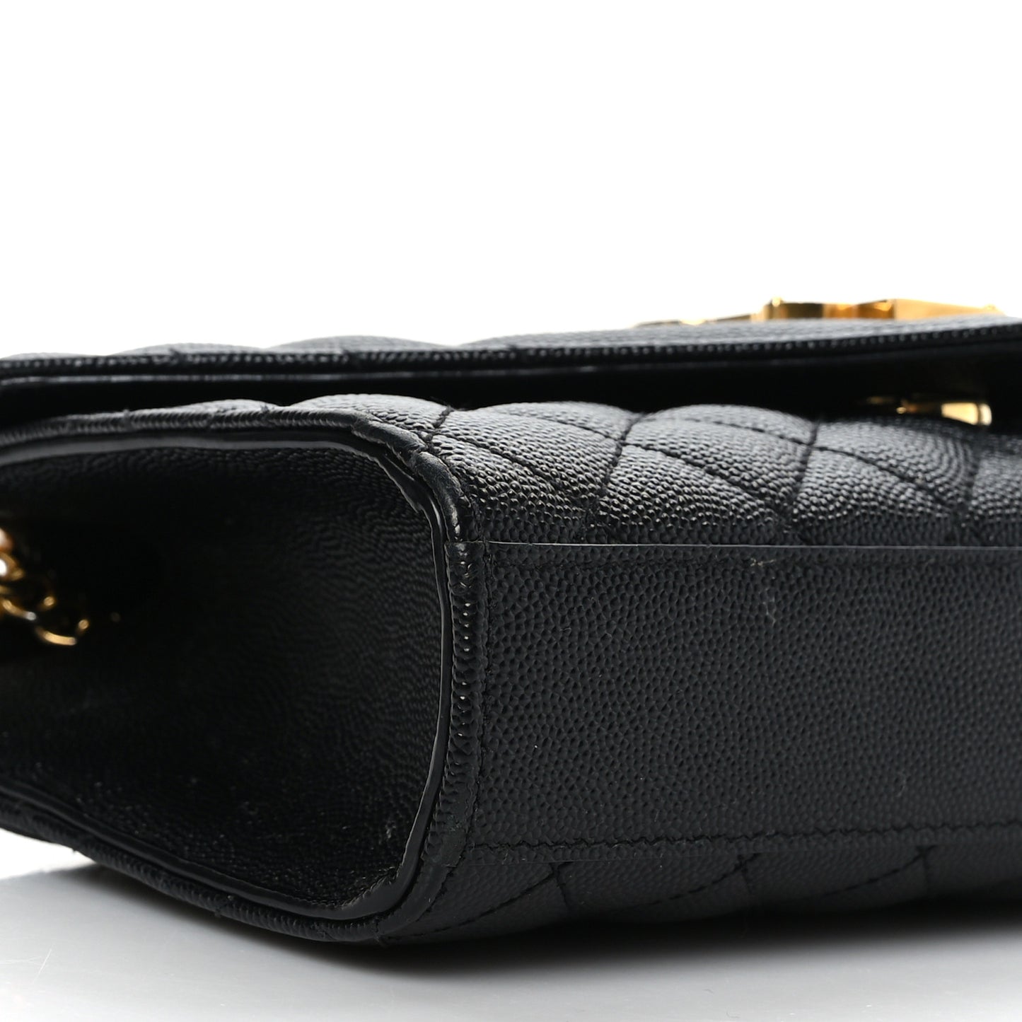 Grain De Poudre Textured Mixed Matelasse Triquilt Small Monogram Satchel Black