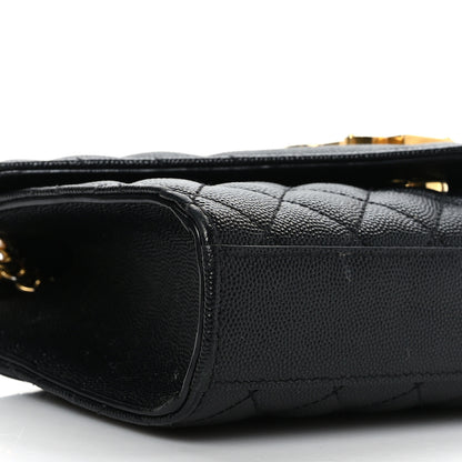 Saint Laurent Grain De Poudre Textured Mixed Matelasse Triquilt Small Monogram Satchel Black 7 of 8