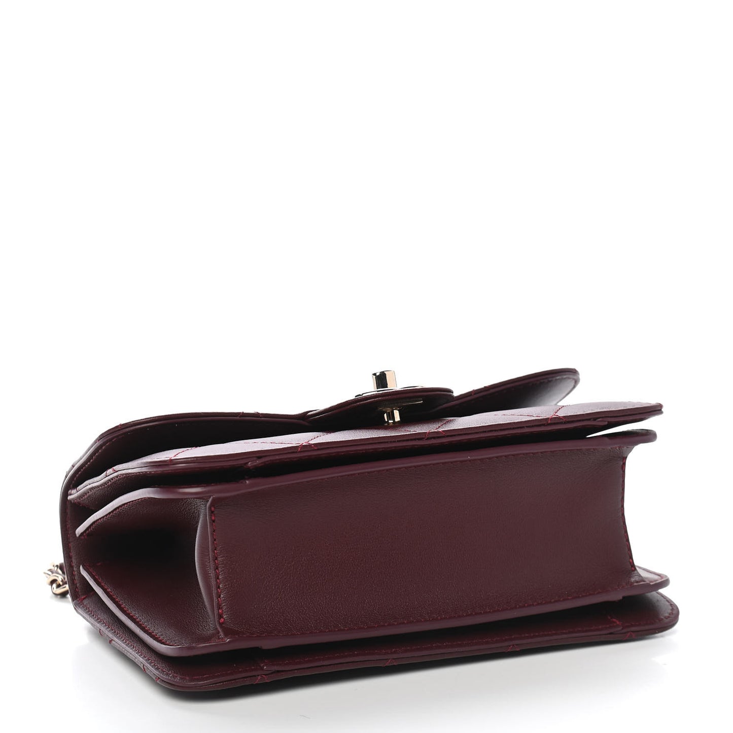 Calfskin Quilted Small Top Handle Flap Burgundy