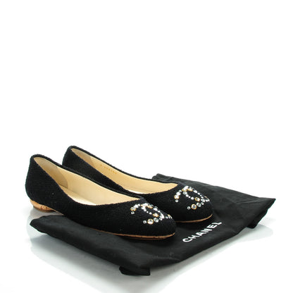 Chanel Tweed Crystal CC Ballet Flats 40 Black 20 of 22