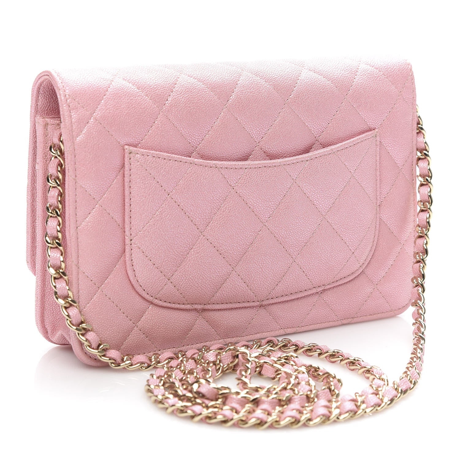 Chanel Iridescent Caviar Quilted Wallet on Chain WOC Rose Pink 3 of 12