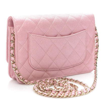 Chanel Iridescent Caviar Quilted Wallet on Chain WOC Rose Pink 3 of 12