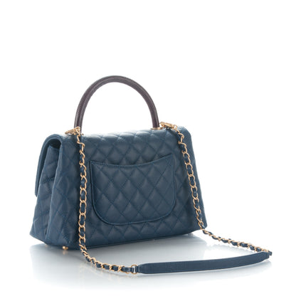 Chanel Caviar Lizard Quilted Small Coco Handle Flap Navy 4 of 8