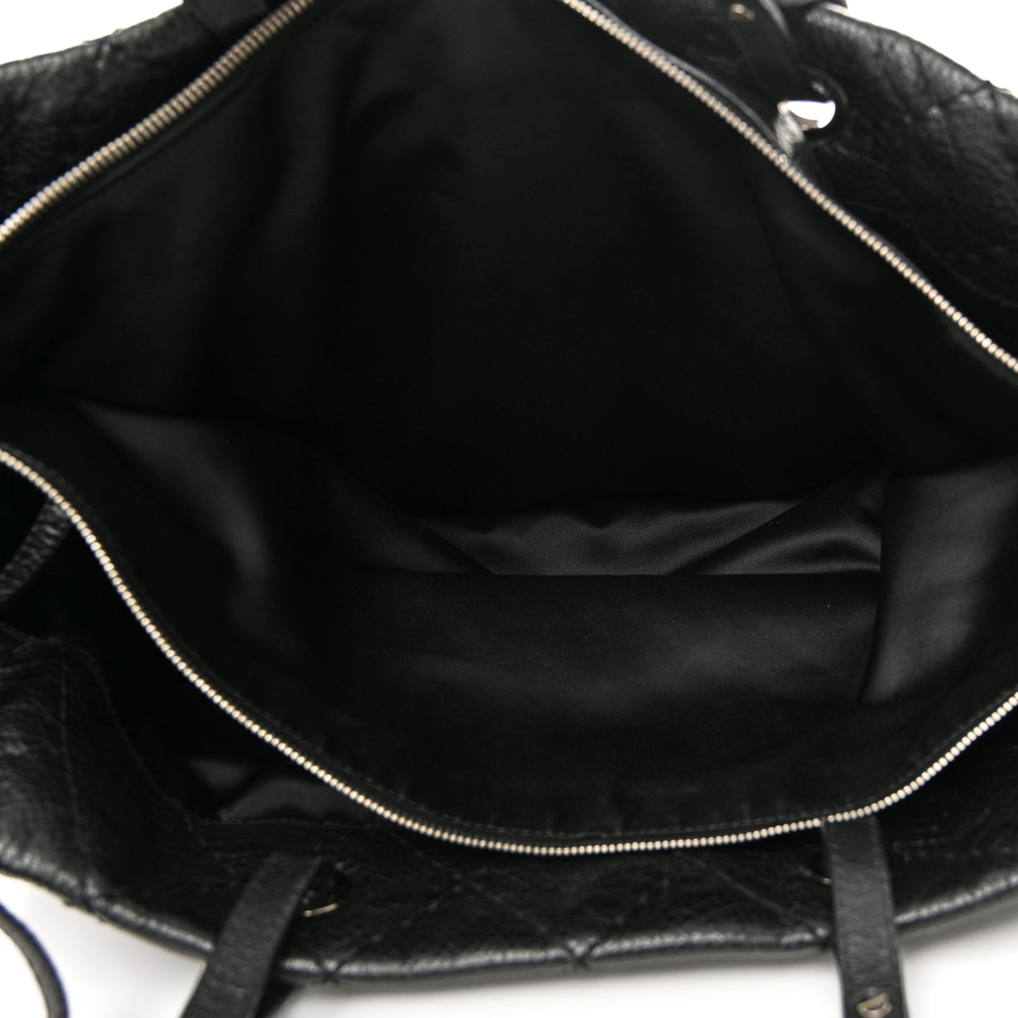 Glazed Calfskin Large On The Road Tote Black