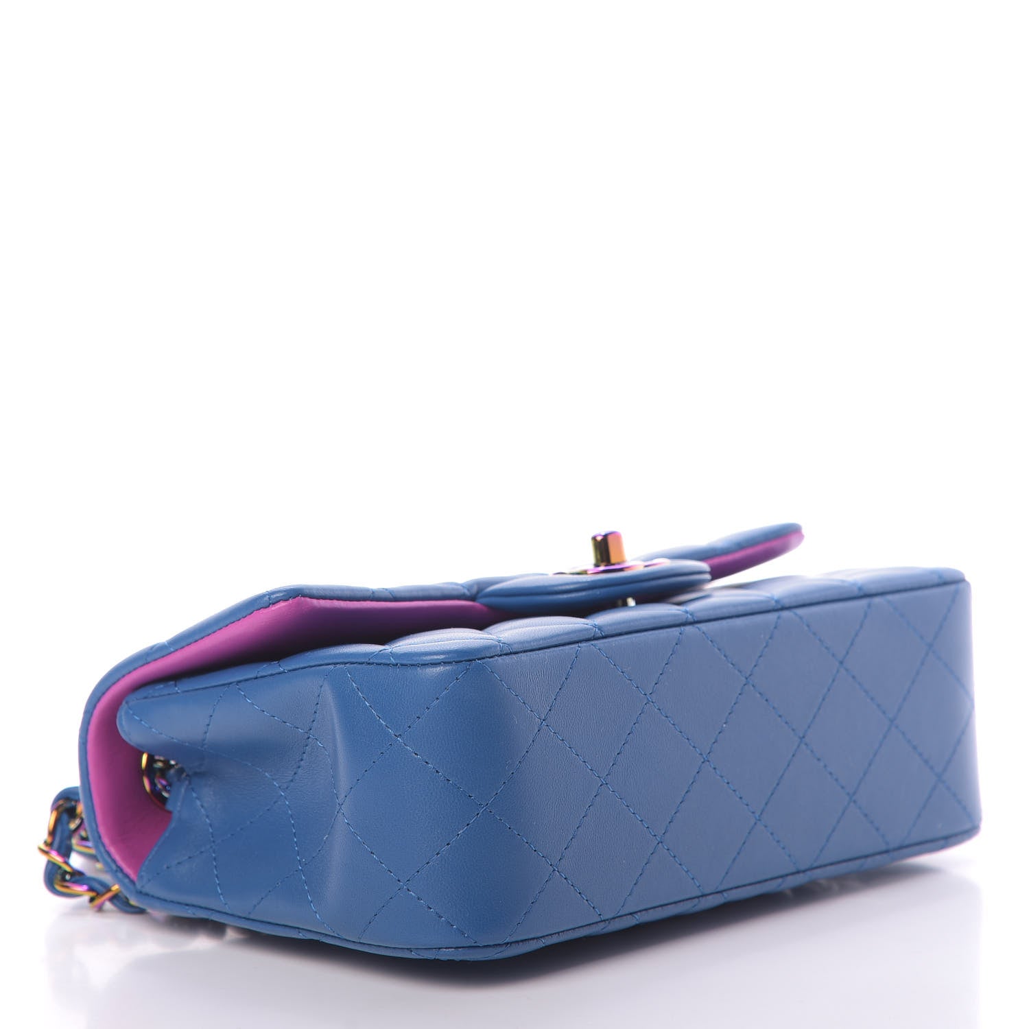 Chanel Lambskin Quilted Mini Rectangular Flap Blue Purple 4 of 12