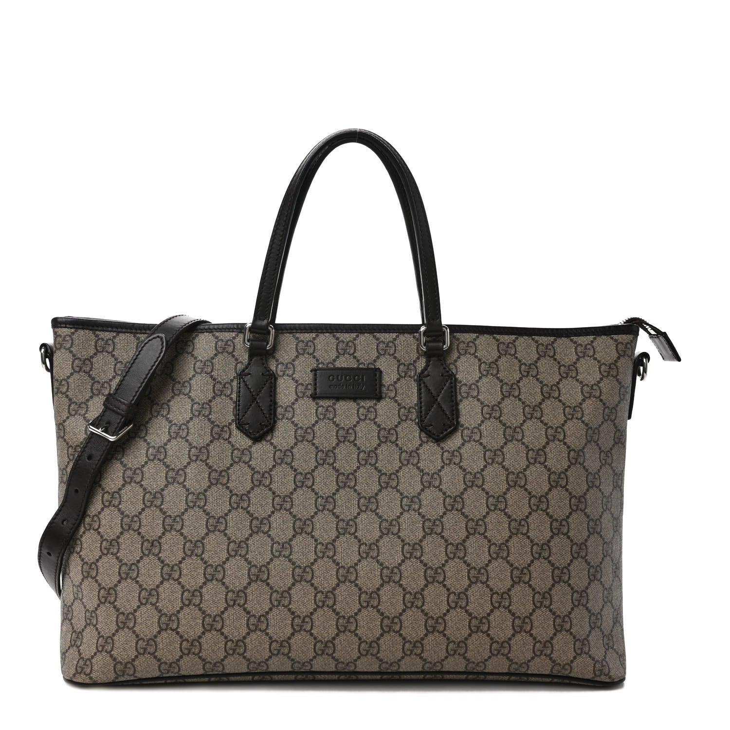 Gucci GG Supreme Monogram Medium Zippered Tote Dark Brown 1 of 9