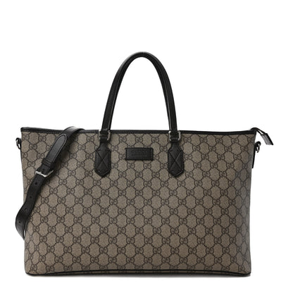 Gucci GG Supreme Monogram Medium Zippered Tote Dark Brown 1 of 9
