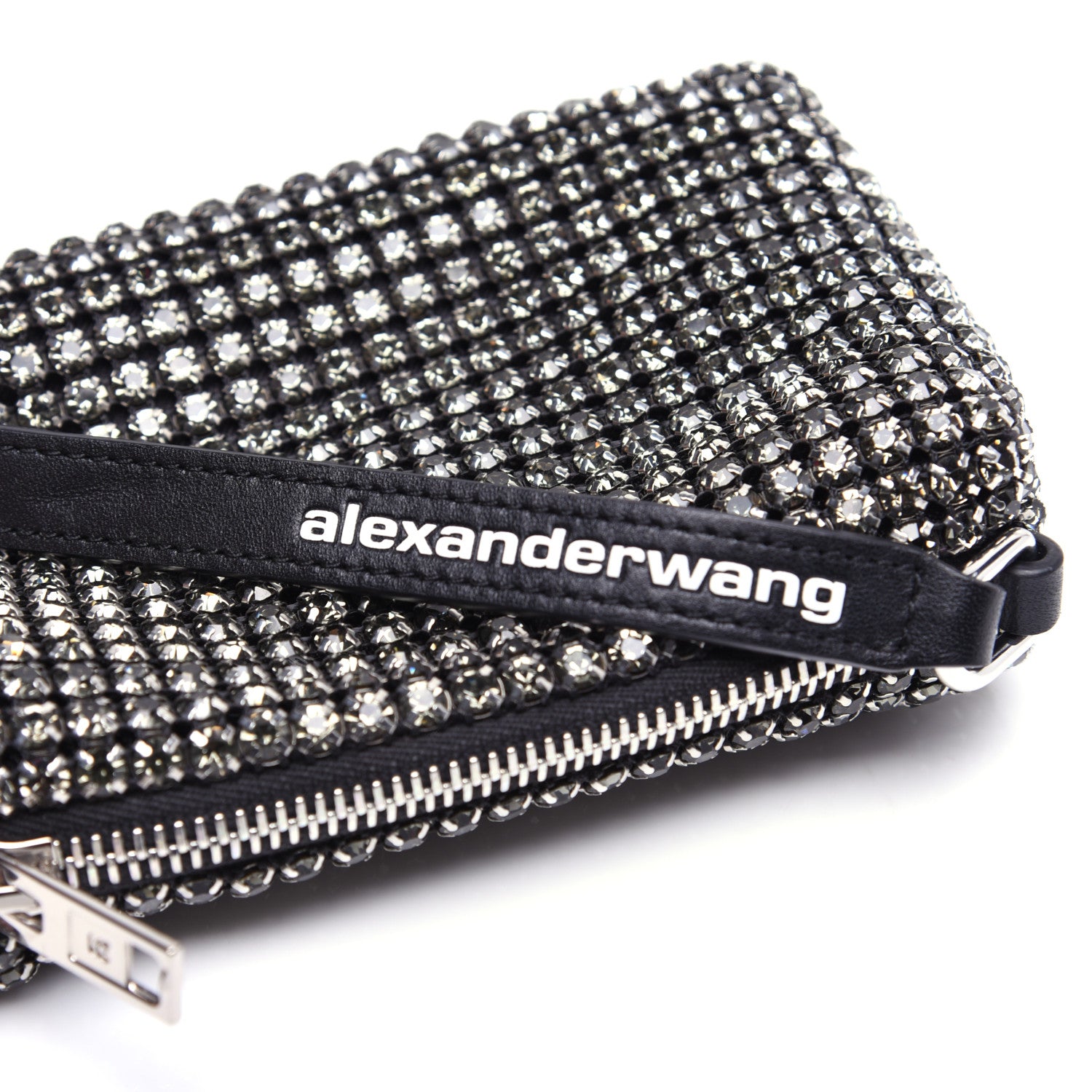 Alexander Wang Mesh Crystal Rhinestone Mini Heiress Pouch Black Silver 11 of 11