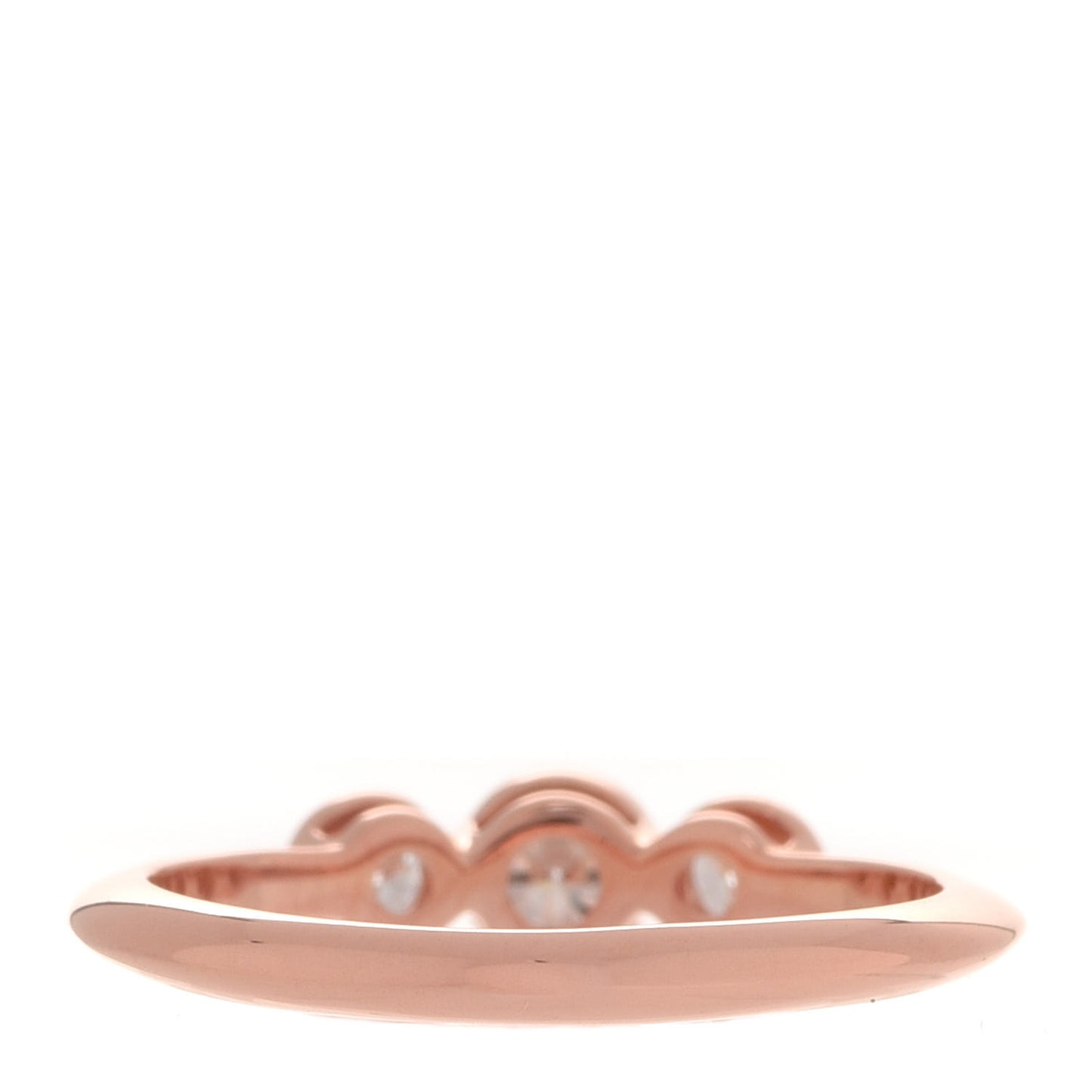 18K Rose Gold Diamond Three Stone Milgrain Ring 49 5