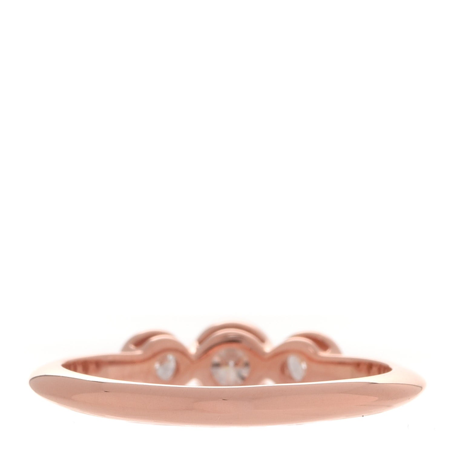 Tiffany 18K Rose Gold Diamond Three Stone Milgrain Ring 49 5 3 of 5